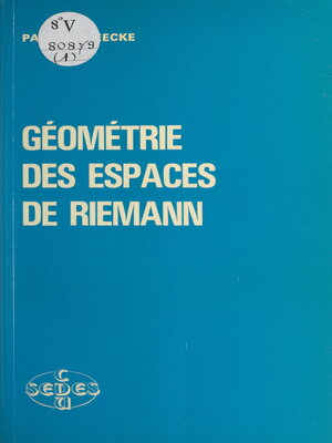 cover image of Géométrie des espaces de Riemann